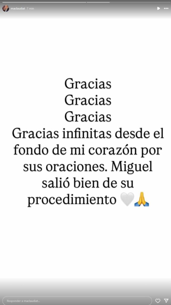 Mensaje de María Claudia Tarazona / Instagram @maclaudiat