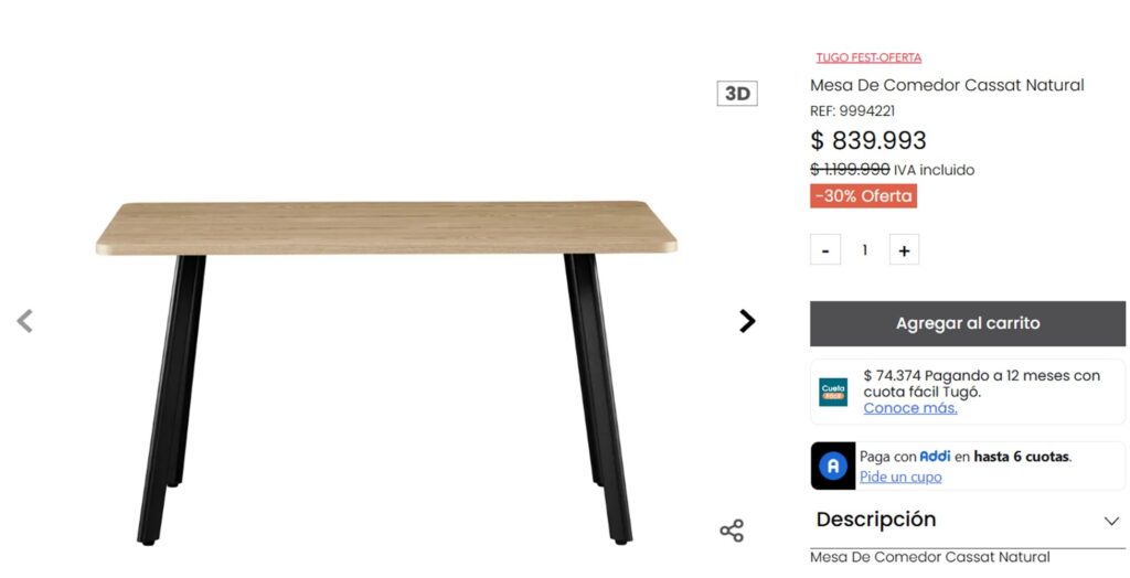 Comedor en promoción 
