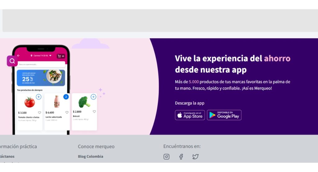 Así luce página web de Merqueo captura de pantalla
