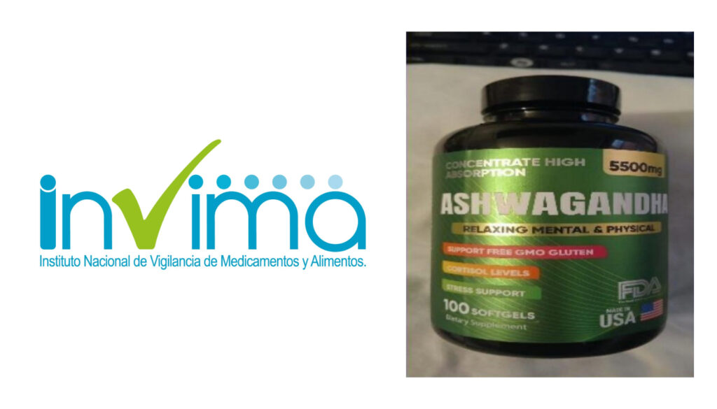A la izquierda logo de Invima (Invima) y a la derecha, advertencia sobre Ashwagandha fraudulenta (Invima) / Composición de Pulzo