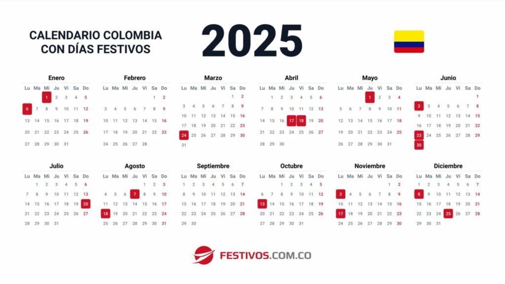 Calendario 2025 / Página Colombia - Festivos.com