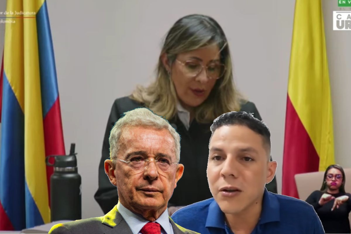 Testigo en el caso Álvaro Uribe Vélez (izq.), Nicolás Jurado Monsalve (der.), amenazó a la jueza Sandra Heredia (centro)