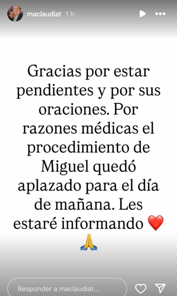 Mensaje de María Claudia Tarazona en Instagram