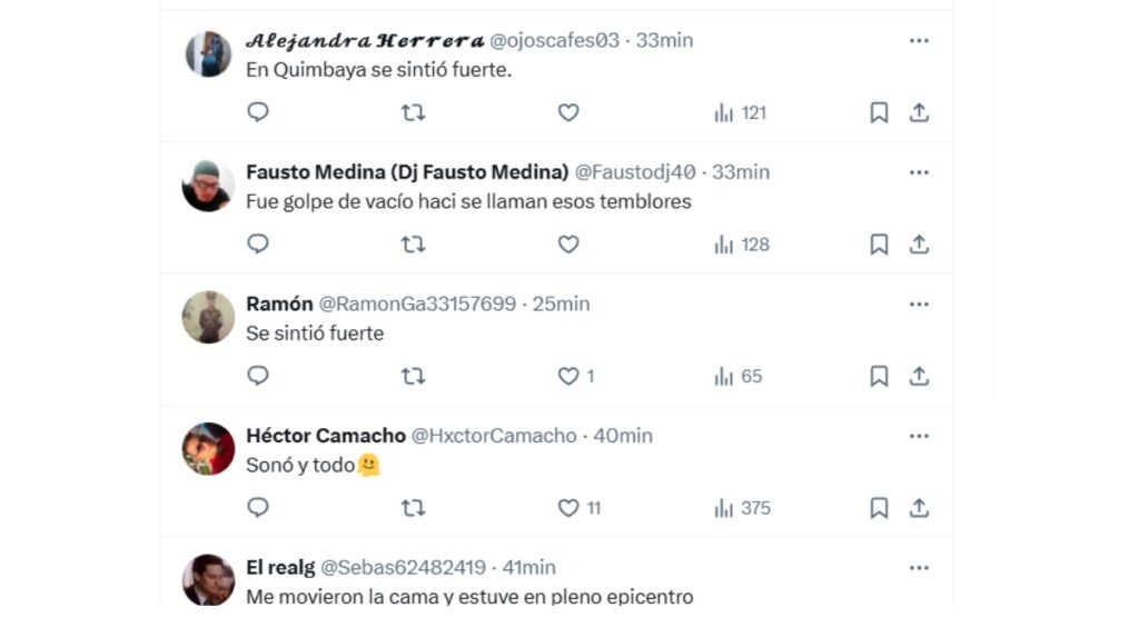 Reacciones al temblor en Armenia (Quindío) este jueves 14 de agosto / Captura de pantalla de X: @sgcol
