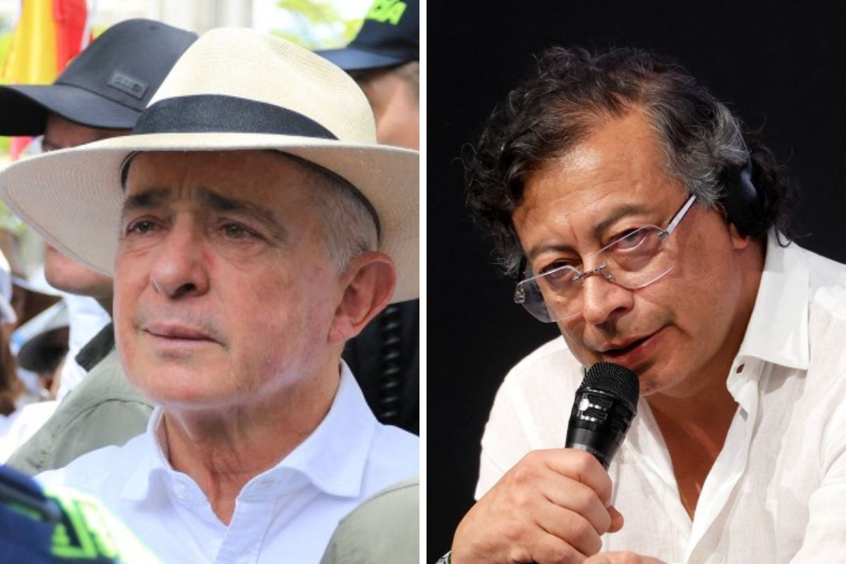 Álvaro Uribe Vélez (izq.) tuvo discusión con Gustavo Petro (der.) por asesinato de Miguel Uribe