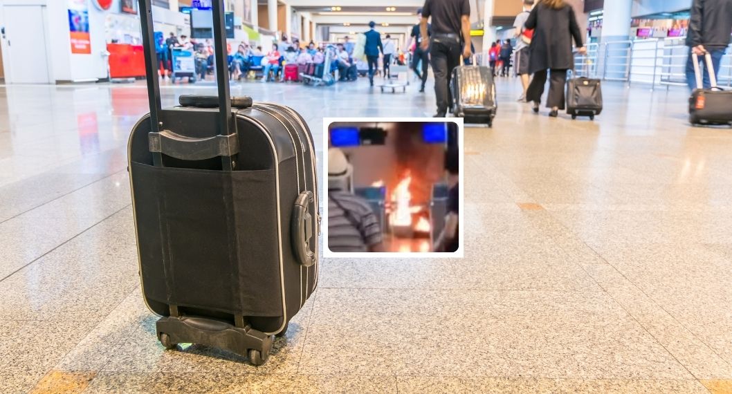 Foto de aeropuerto e incendio, en nota de qué pasó con hombre que prendió fuego en aeropuerto y video con pánico de gente