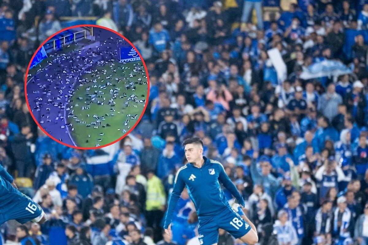 Hinchas de Millonarios lanzaron zapatos a la cancha de El Campín