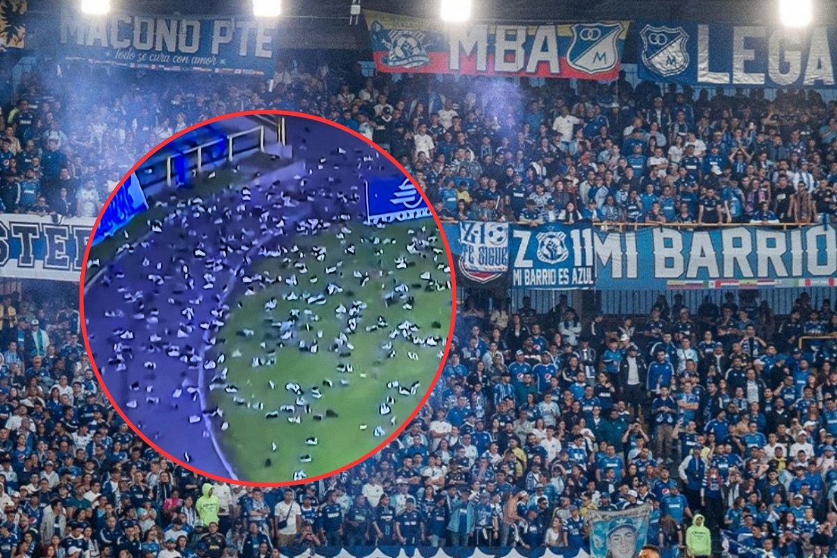 Hinchas de Millonarios lanzaron zapatos a la cancha de El Campín