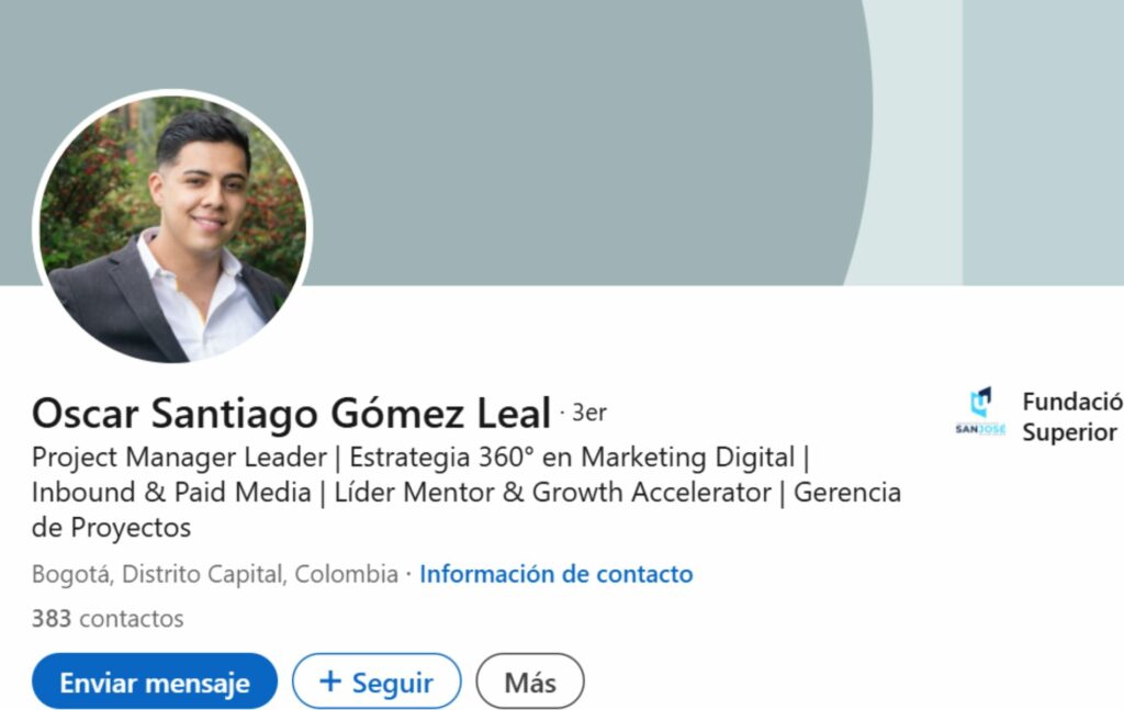 Perfil de Linkedin de Óscar Santiago Gómez