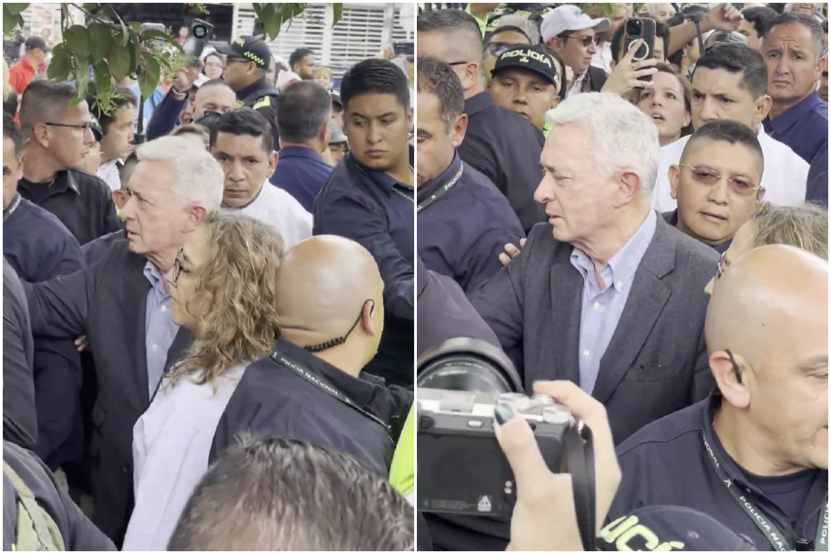 Video de llegada de Álvaro Uribe al parque donde le dispararon a Miguel Uribe
