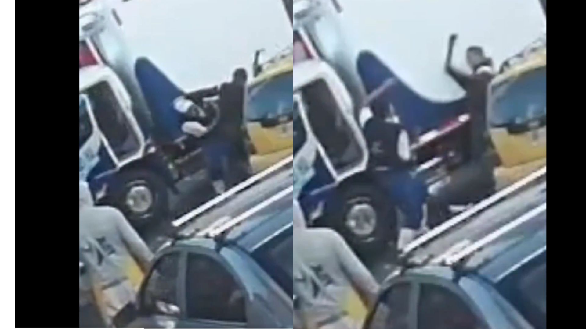 Pelea de conductores en Bogotá: taxista y conductor de furgón se dieron con palo