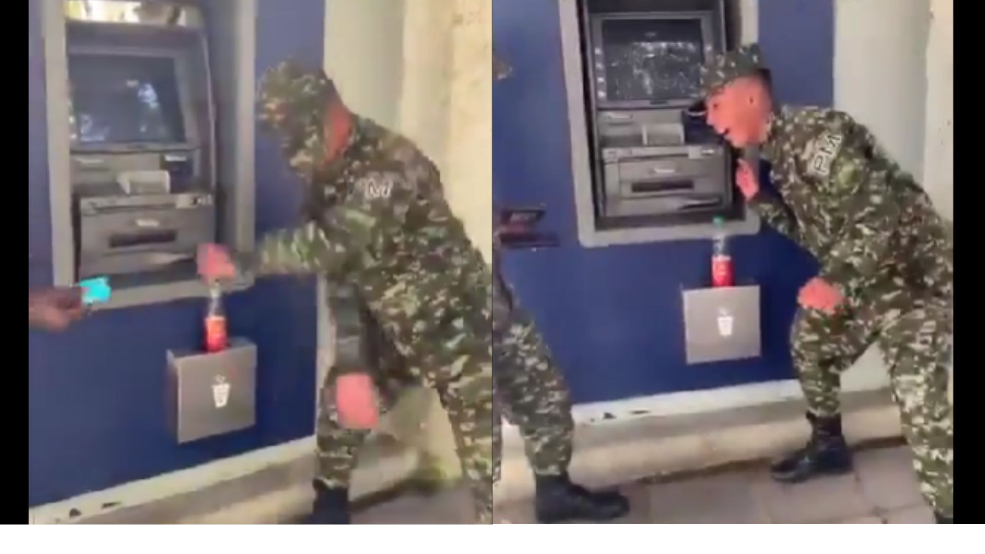 Soldados del Ejército en Colombia cobran salario en cajero y celebran bailando