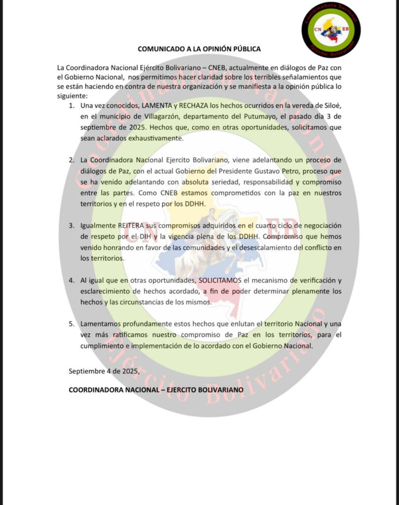 Comunicado Coordinadora Nacional Ejército Bolivariano