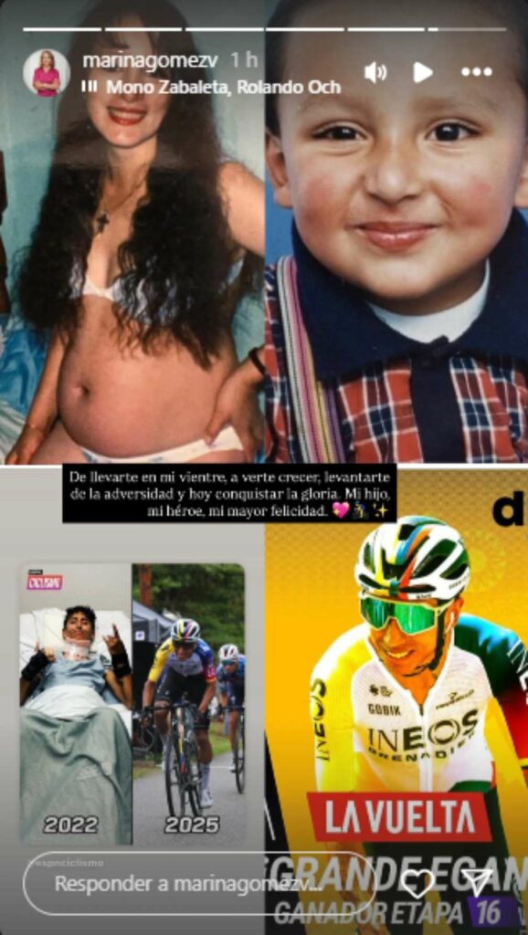 Mensaje de mamá de Egan Bernal por triunfo en Vuelta a España / Instagram @marinagomezv