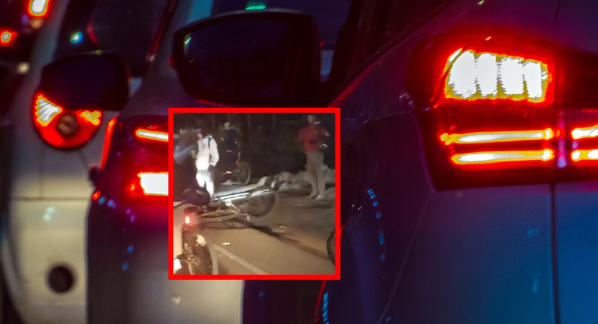 Se armó trancón por accidente en salida de Bogotá; ciclista herido tras choque