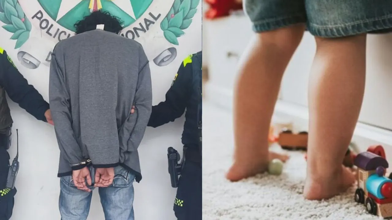 Imagen de la captura del sujeto señalado de asesinar a golpes a su hijastro en Medellín
