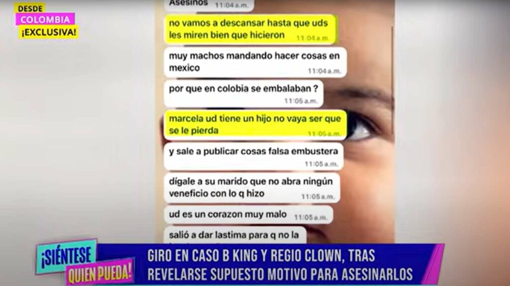 Chats desde celular de B-King contra Marcela Reyes / Captura de pantalla '¡Siéntese quien pueda!'