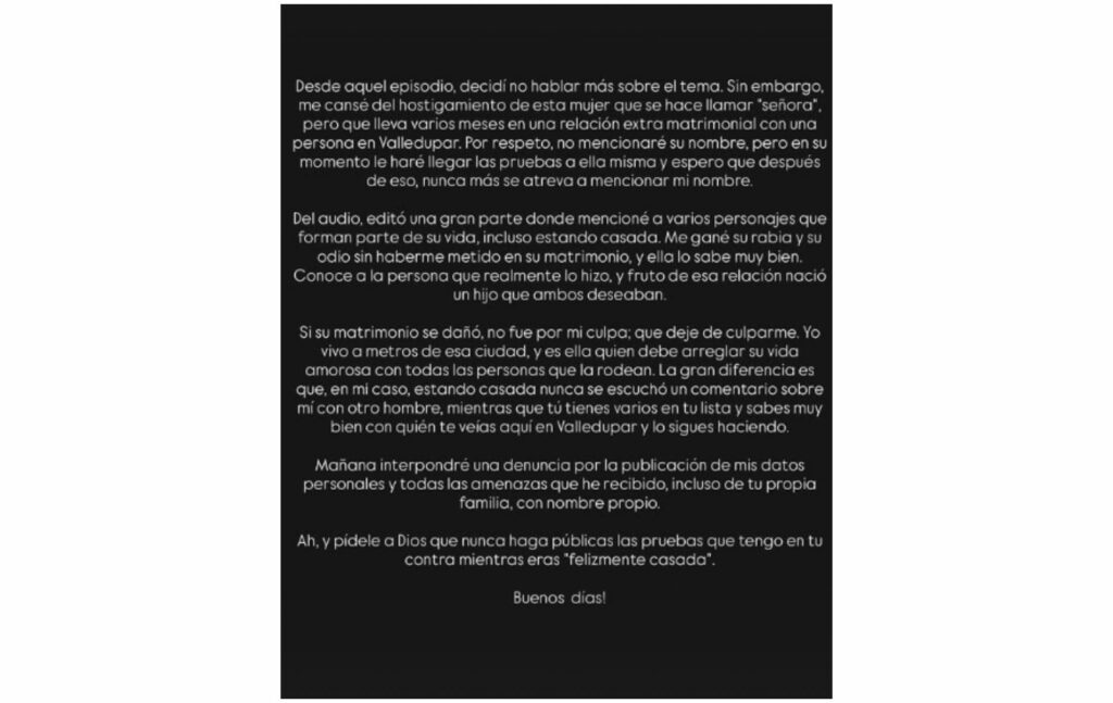Comunicado de Dayana Jaimes