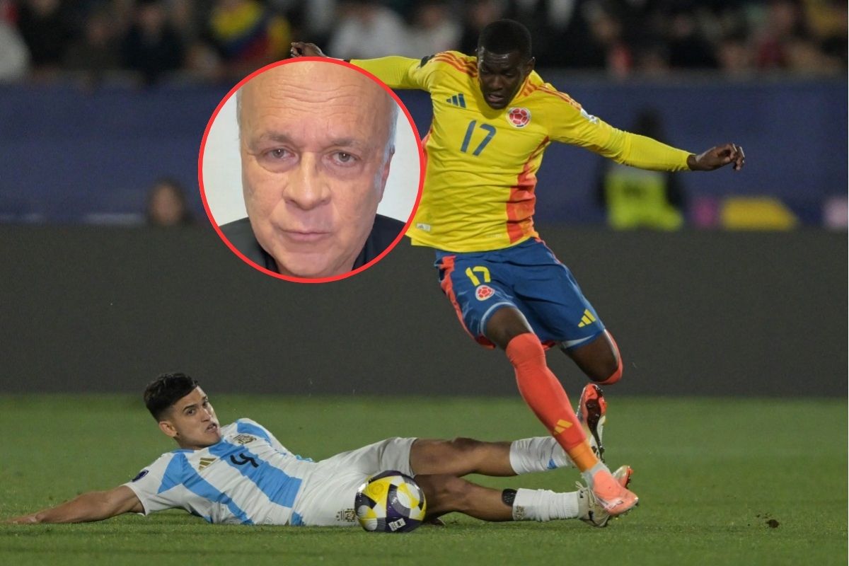 Patada de Dylan Gorosito, de Argentina, contra Juan David Arizala, de Colombia, en el Mundial Sub-20. La decisión arbitral sobre la falta causó el disgusto de Carlos Antonio Vélez