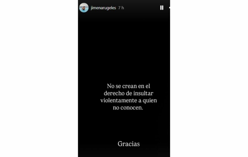 Mensaje de Jimena Rugeles.