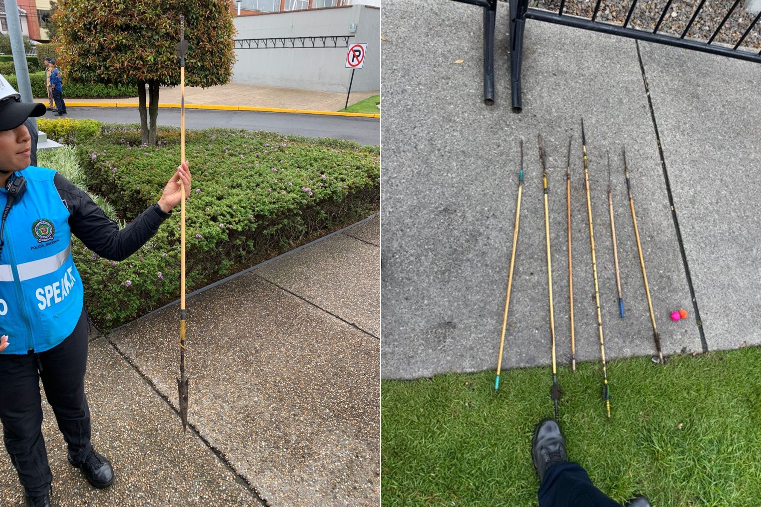 Protestas en Bogotá: indígenas lanzan flechas a la Policía, cerca de Embajada
