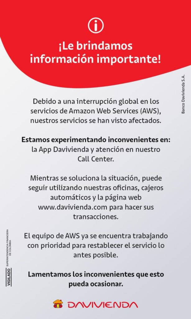 Así fue el mensaje que envió Davivienda.