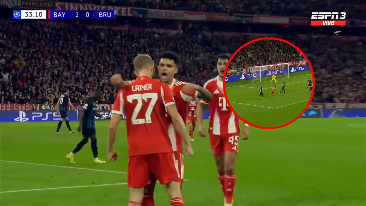 Gol de Luis Díaz hoy en Champions League con Bayern Múnich ante Brujas: video