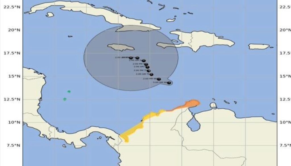 Avance de la tormenta tropical Melissa (UNGRD)