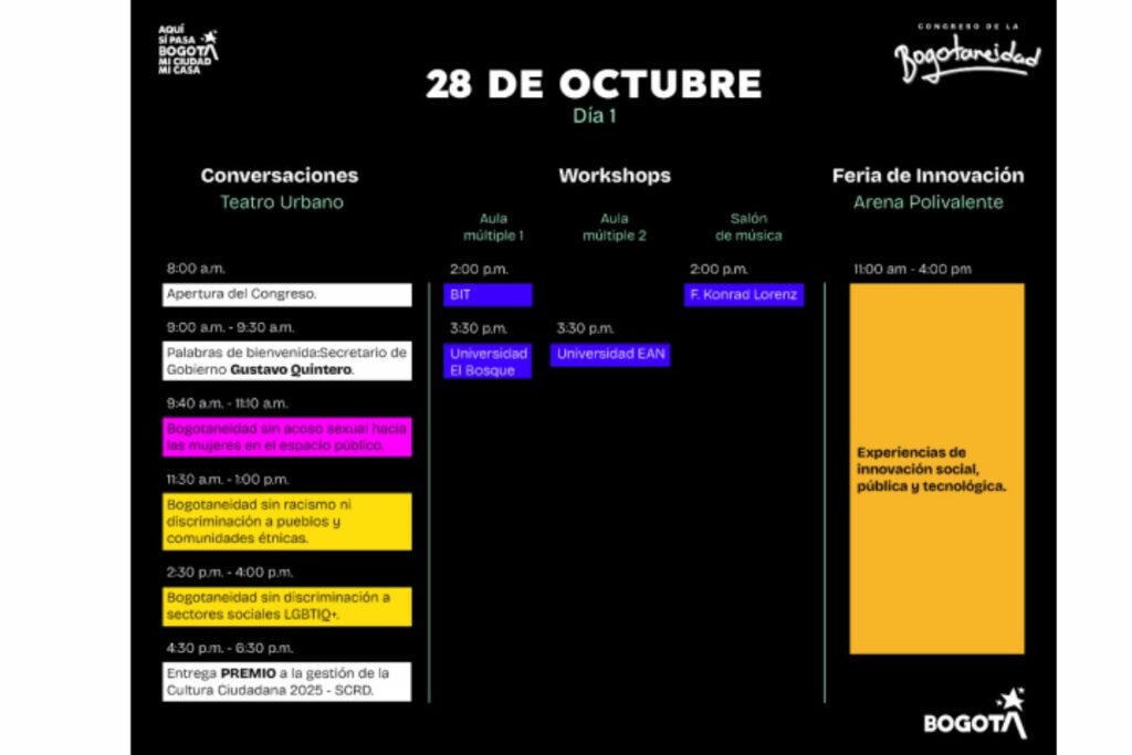 Progrmación 28 de octubre Congreso de la Bogotaneidad / Cortesía