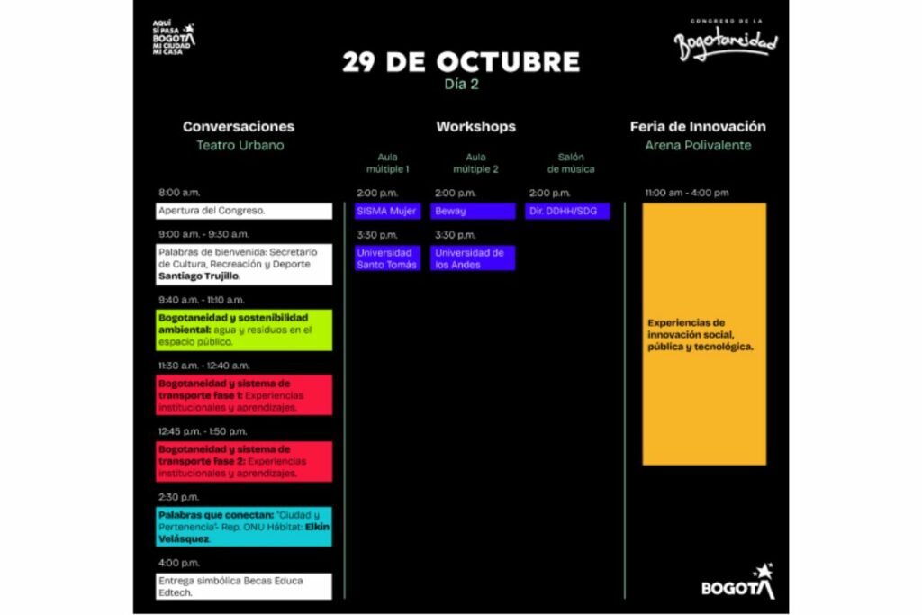 Progrmación 29 de octubre Congreso de la Bogotaneidad / Cortesía