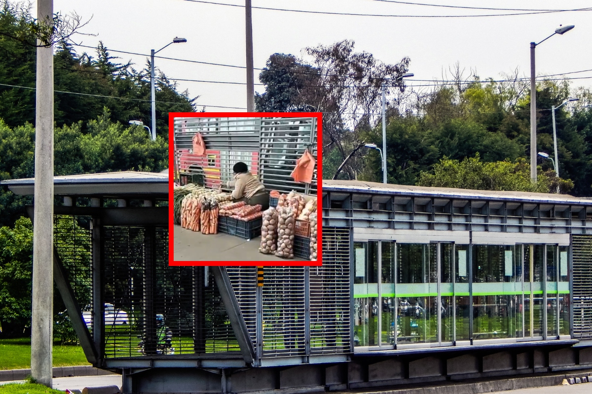 Video muestra a estación de Transmilenio convertida en plaza de mercado