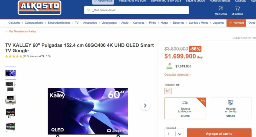 Descuentos en Alkosto de 56 % / Alkosto