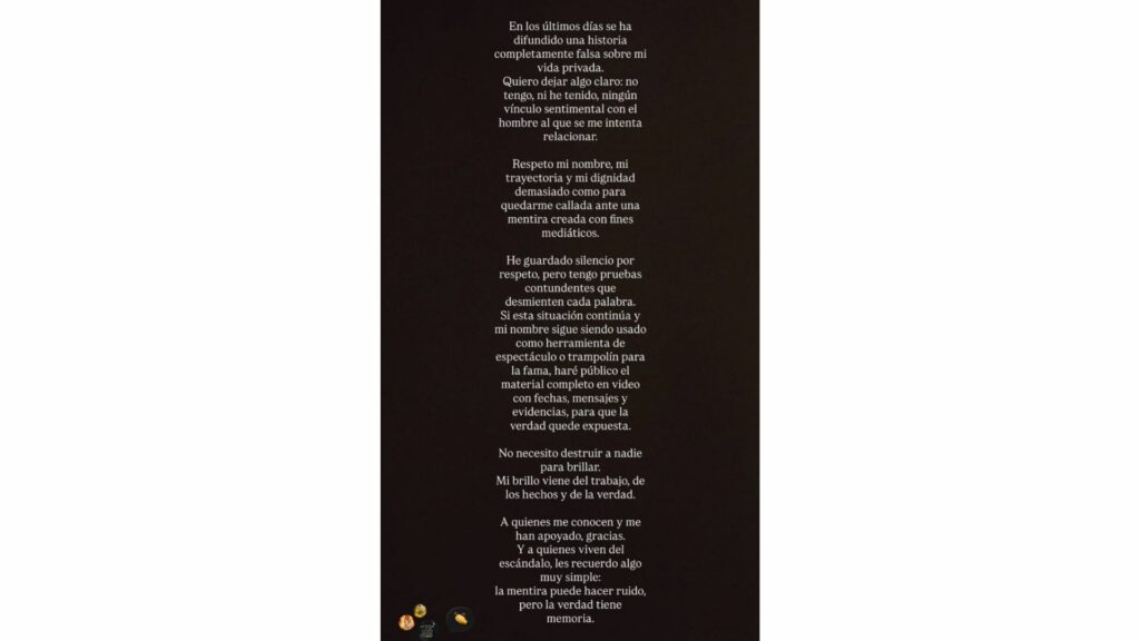 Captura de pantalla con la respuesta de Rafaella / IG: @rafaellamusik