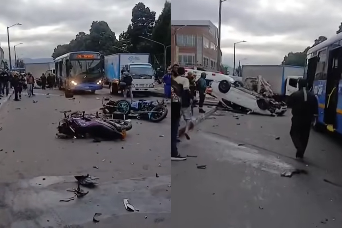 Dos motociclistas murieron en duro accidente Bogotá: hay varios vehículos