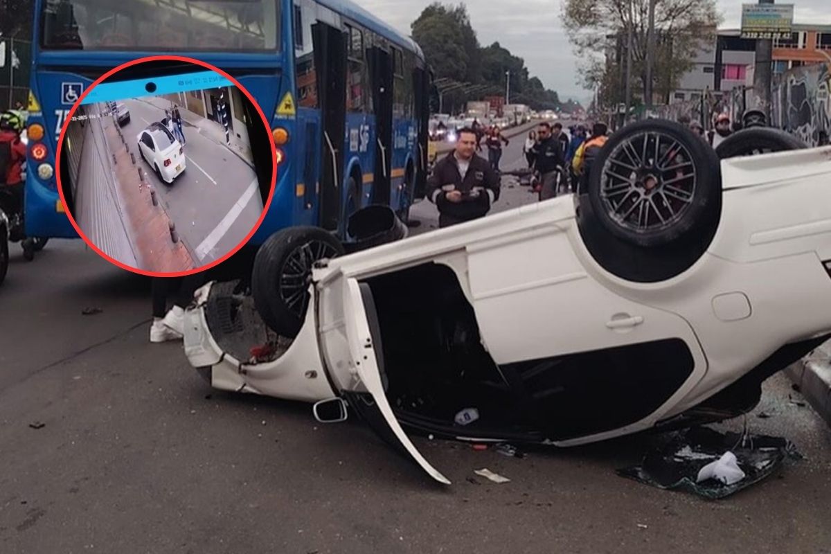 Así quedó el carro involucrado en un accidente en Bogotá que dejó a dos motociclistas muertos