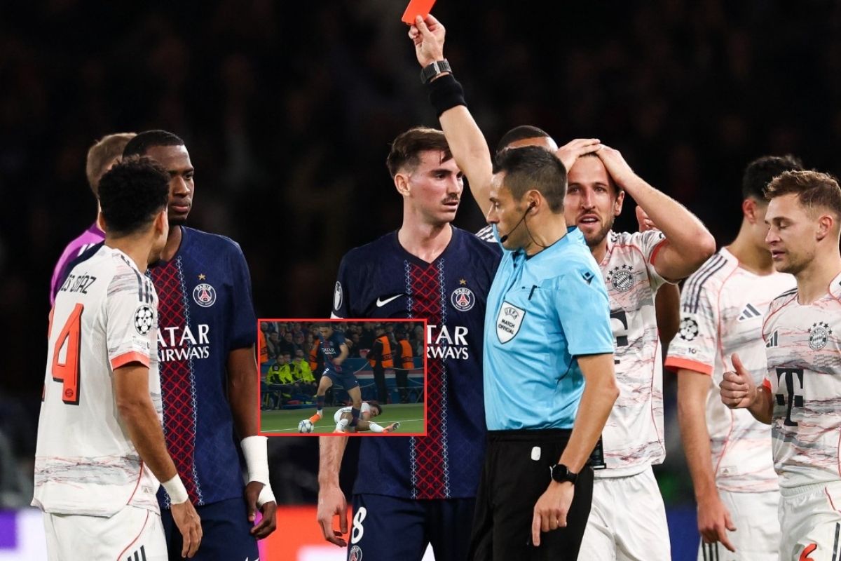 Luis Díaz, expulsado de PSG vs. Bayern: dura pata a Achraf Hakimi y roja