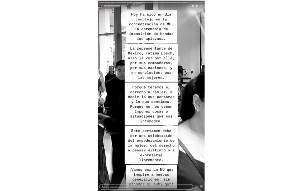 Miss Universe Colombia se pronuncia ante agresión en Miss México.