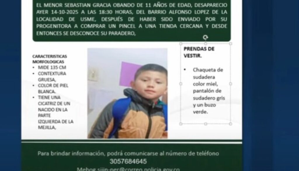 Reportan desaparición de menor Bogotá - Captura transmisión CItytv