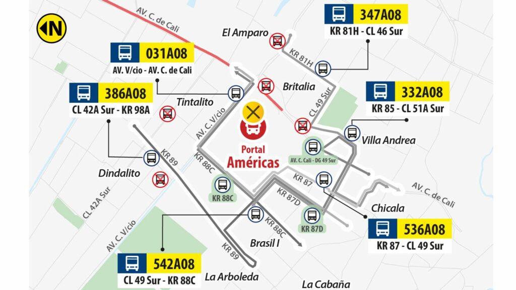 Mapa con rutas alternas / Página Transmilenio