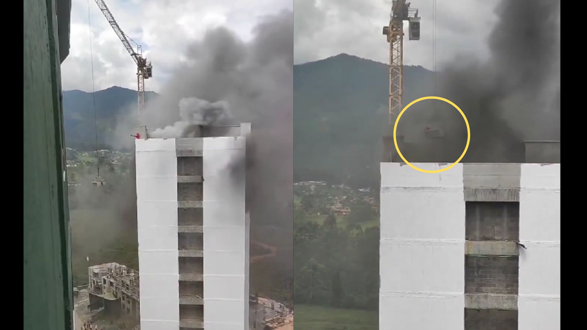 Noticas Antioquia: rescataron trabajador de último piso de edificio en llamas