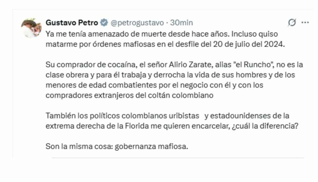Respuesta de Gustavo Petro a 'Iván Mordisco' / X: @petrogustavo
