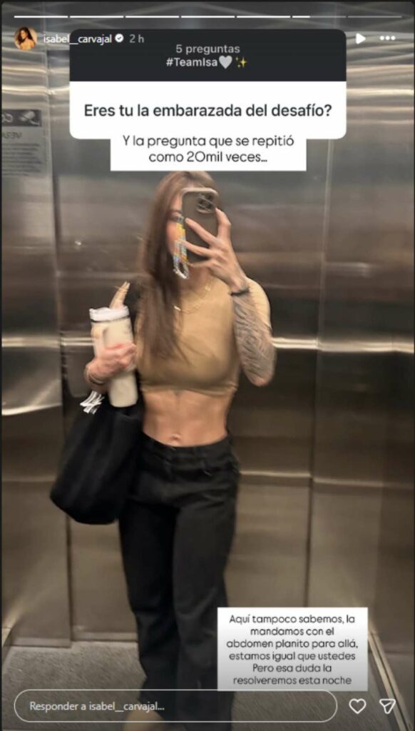 'Isa' sobre embarazo en 'Desafío' / Instagram @isabel__carvajal