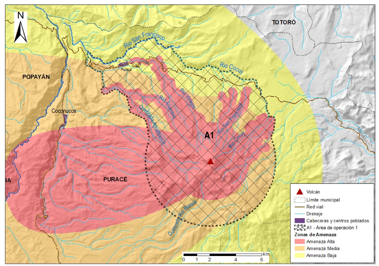Volcán Puracé: qué podría pasar si erupciona, mapa de riesgo