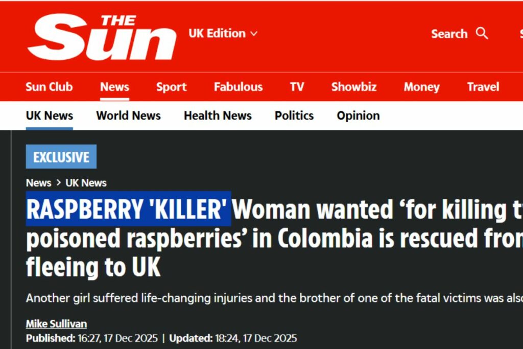 Titular diario The Sun sobre Zulma Guzmán / Captura de pantalla The Sun