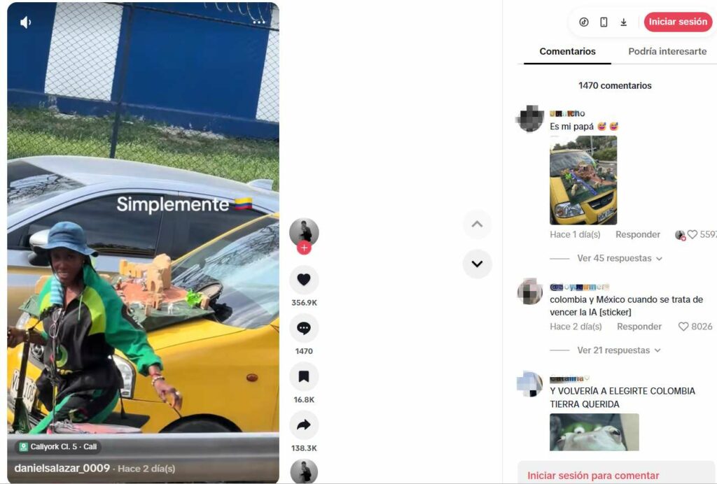 Comentario sobre taxi con pesebre / TikTok @danielsalazar_0009