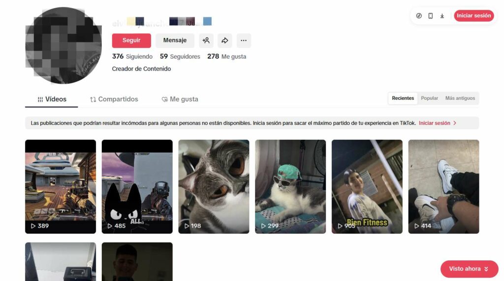 Perfil creador de contenido / TikTok