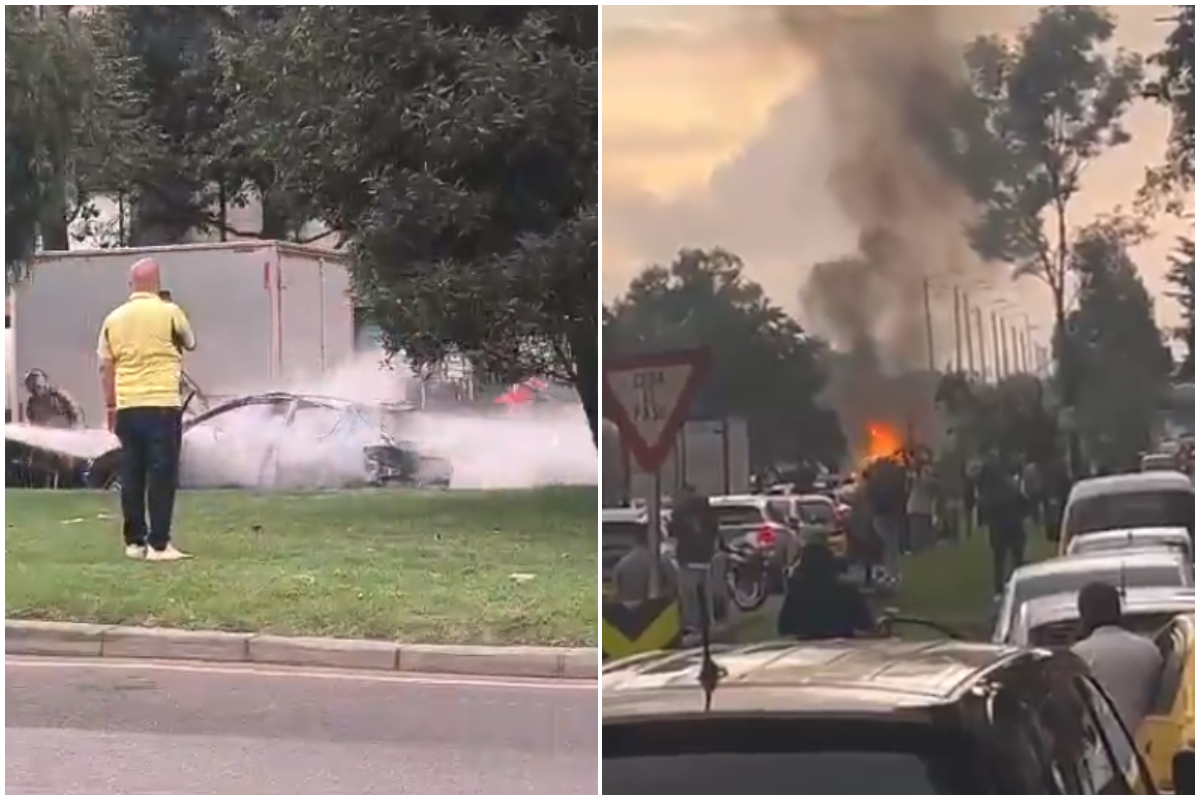 Carro se quemó en la Av. Boyacá (Bogotá) y dejó unas imágenes muy sorprendentes