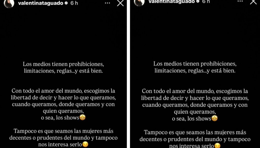 Comunicado de Valentina Taguado / Instagram