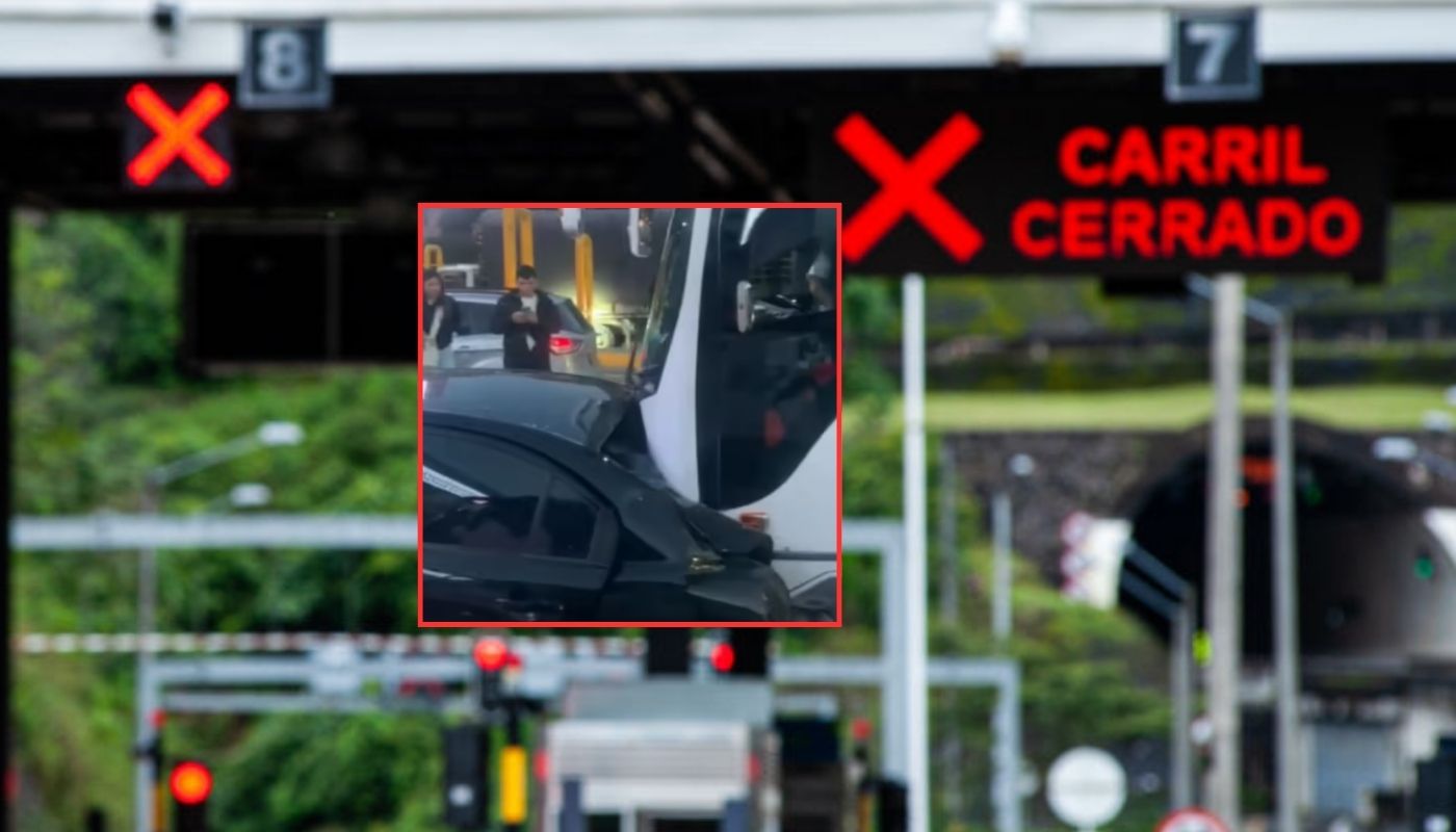 Caos en peaje  Andes de Autopista Norte por choque múltiple que provocó un bus