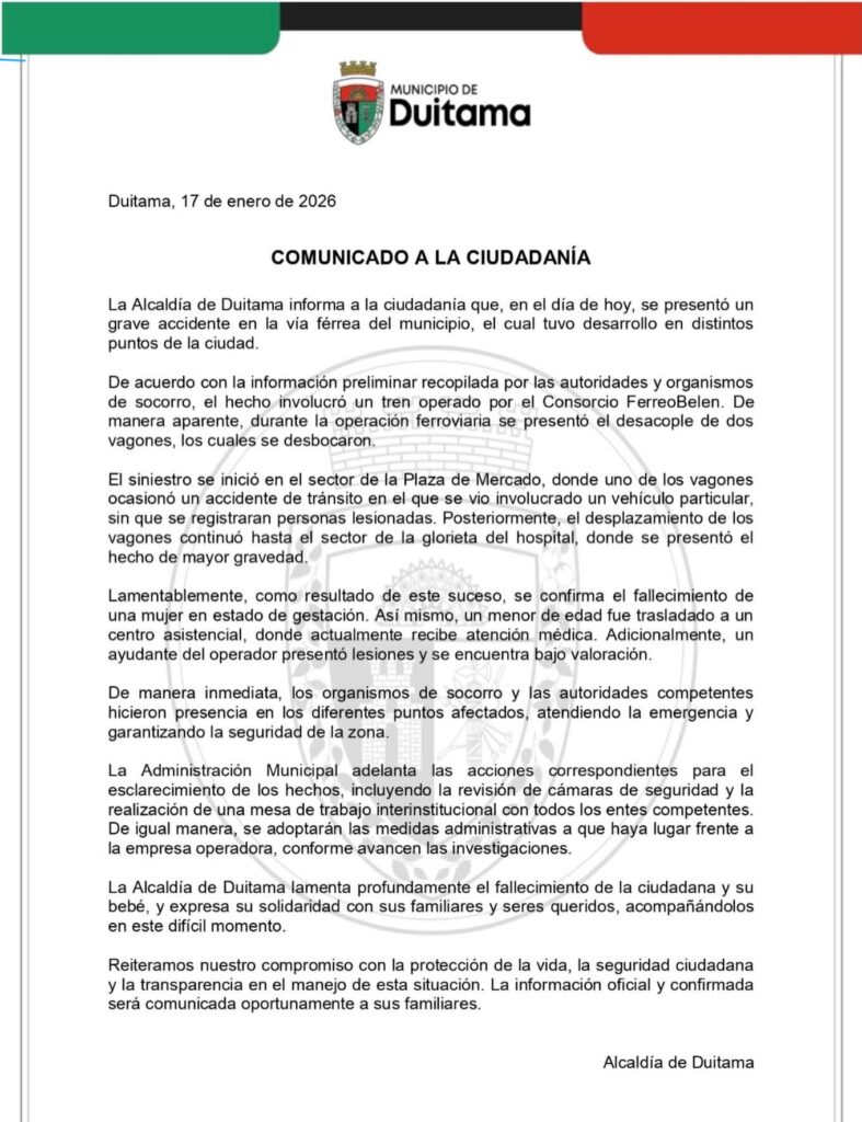 Comunicado de la Alcaldía de Duitama